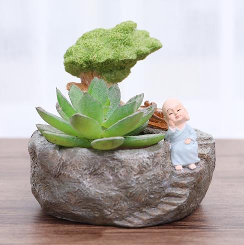 Zen Garden Small Monk Flower Pot