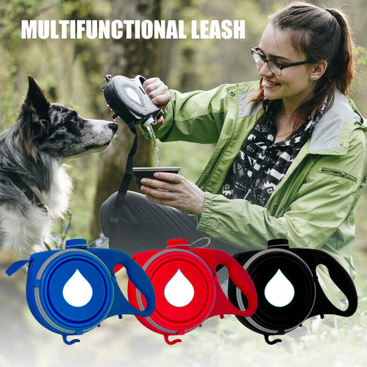 Dog Walking Outdoor Portable Traction Rope With Water Bottle