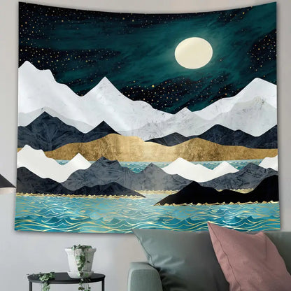 Marble Mountain Moon Abstract Wall Tapestry