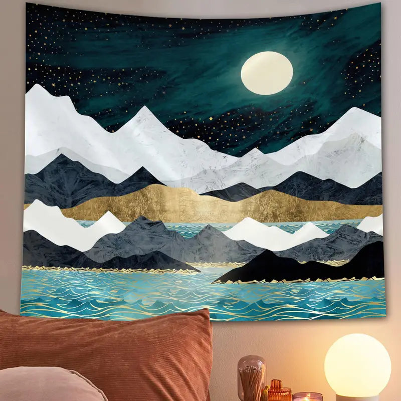 Marble Mountain Moon Abstract Wall Tapestry