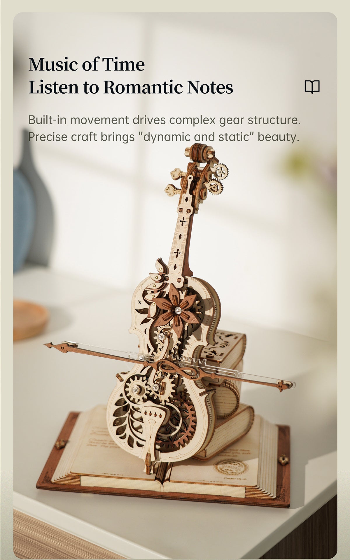 DIY Wooden Musical Mechanical Cello Model