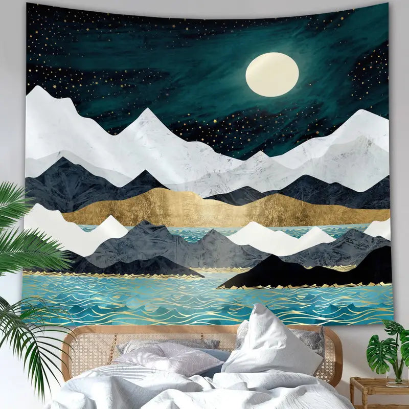 Marble Mountain Moon Abstract Wall Tapestry