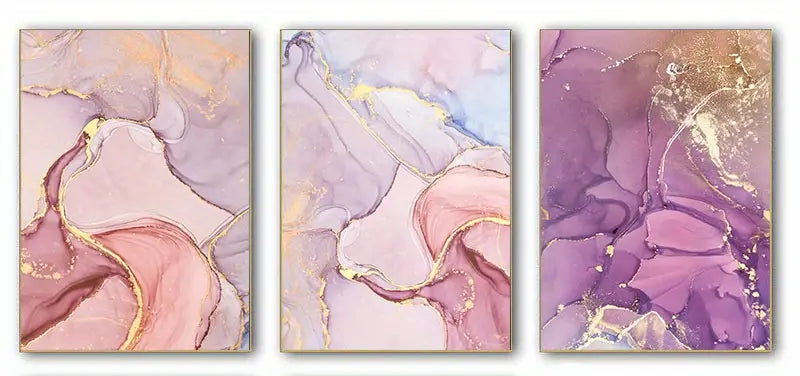 Pink Purple Golden Marble Art Wall Art Poster