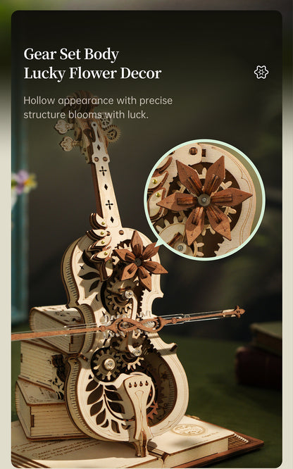 DIY Wooden Musical Mechanical Cello Model