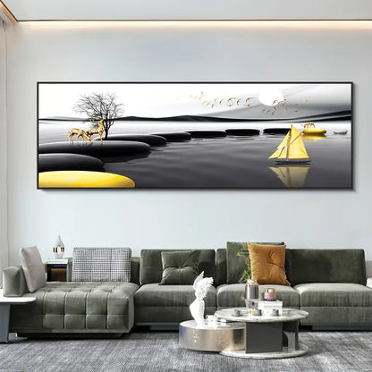 Landscape Golden Black Oil Wall Art