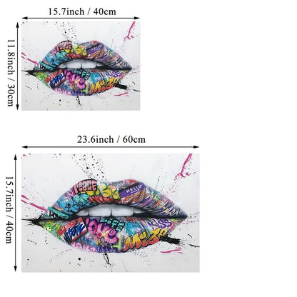 Graffiti Lip Canvas Art Painting