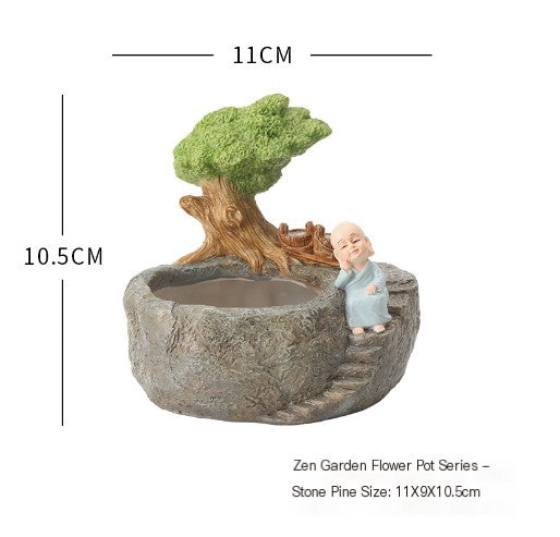 Zen Garden Small Monk Flower Pot