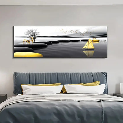 Landscape Golden Black Oil Wall Art