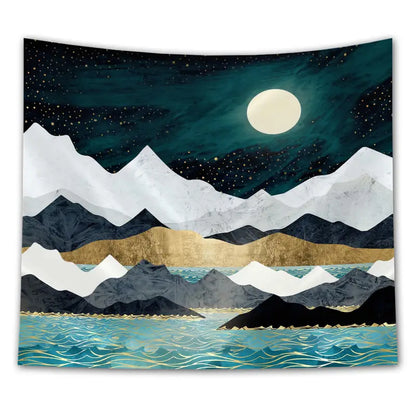 Marble Mountain Moon Abstract Wall Tapestry