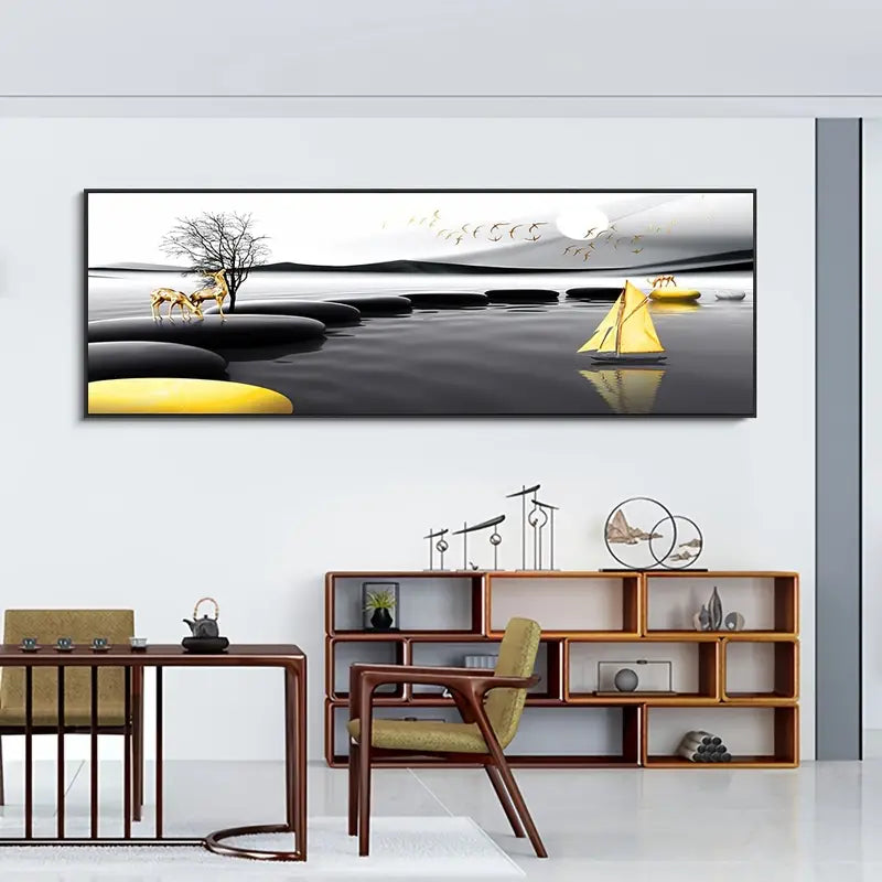 Landscape Golden Black Oil Wall Art