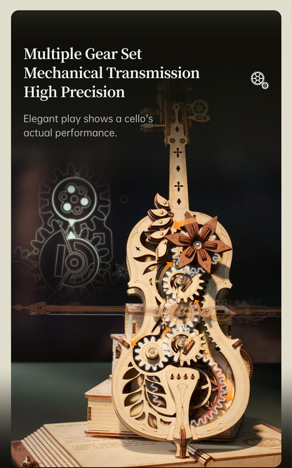 DIY Wooden Musical Mechanical Cello Model