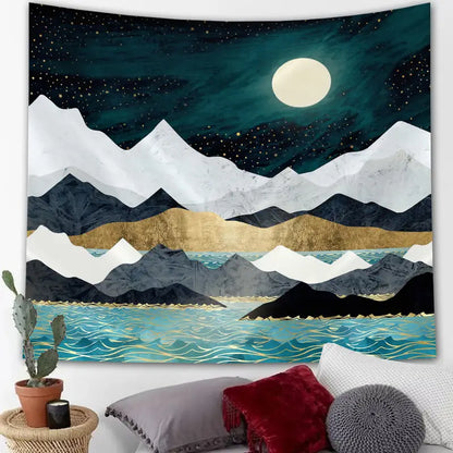 Marble Mountain Moon Abstract Wall Tapestry