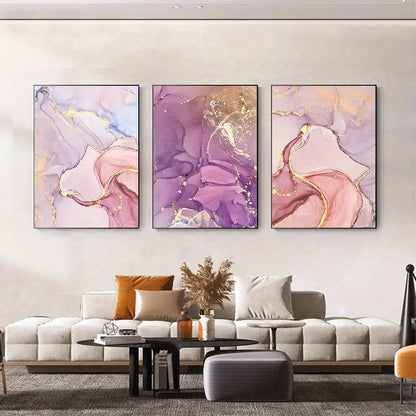 Pink Purple Golden Marble Art Wall Art Poster