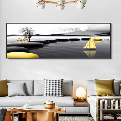 Landscape Golden Black Oil Wall Art