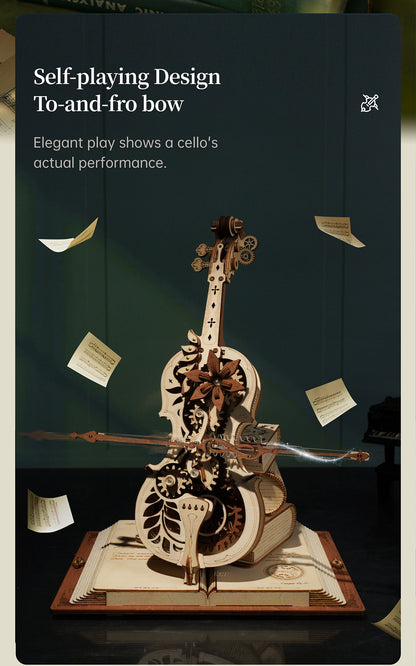 DIY Wooden Musical Mechanical Cello Model