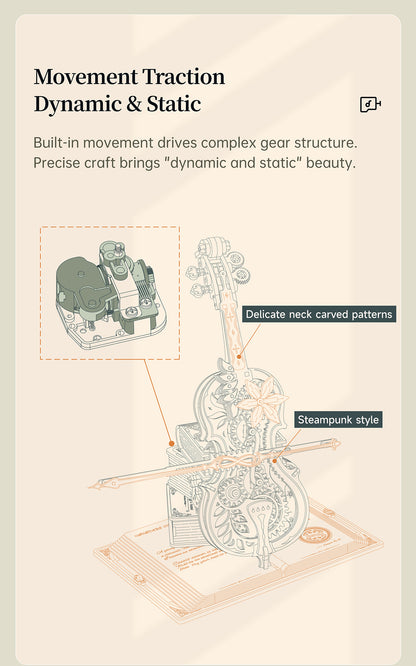 DIY Wooden Musical Mechanical Cello Model