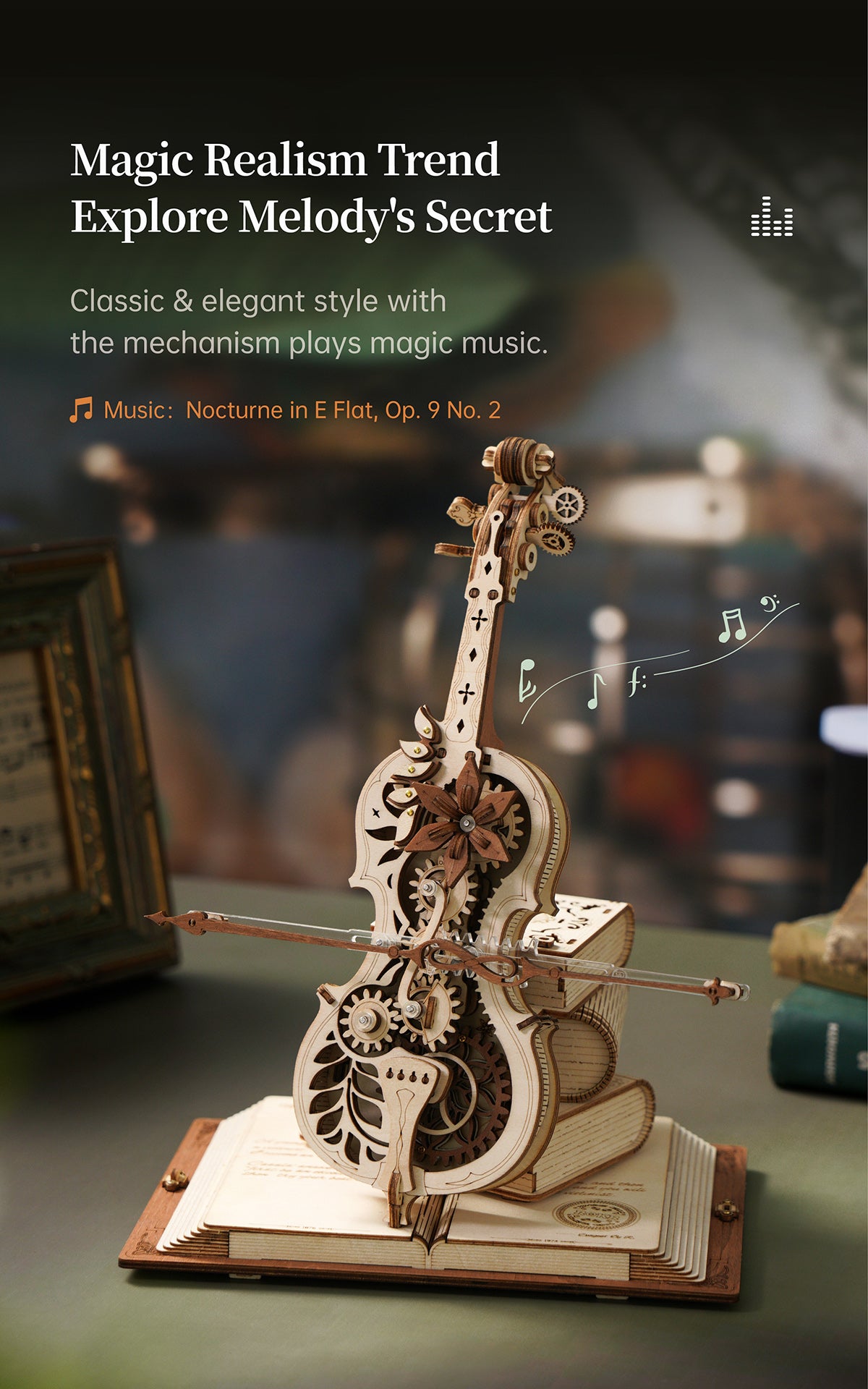 DIY Wooden Musical Mechanical Cello Model