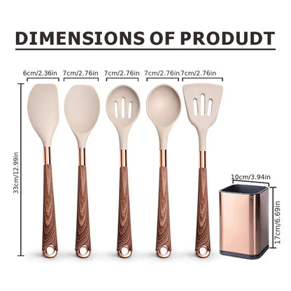 Silicone Cooking Utensils Set, Golden Plated Kitchen Utensils, Eco Friendly & BPA Free