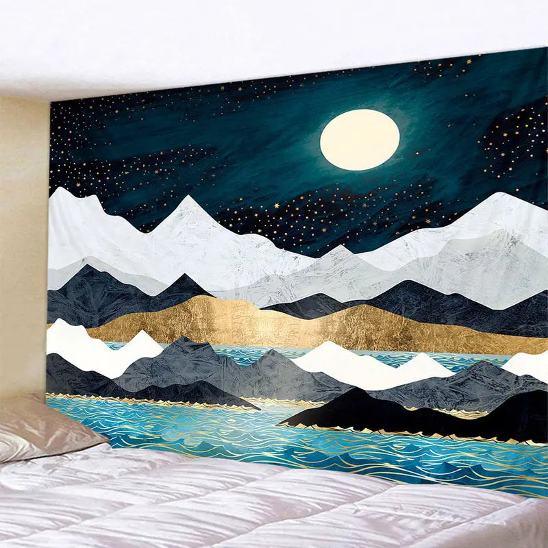 Marble Mountain Moon Abstract Wall Tapestry