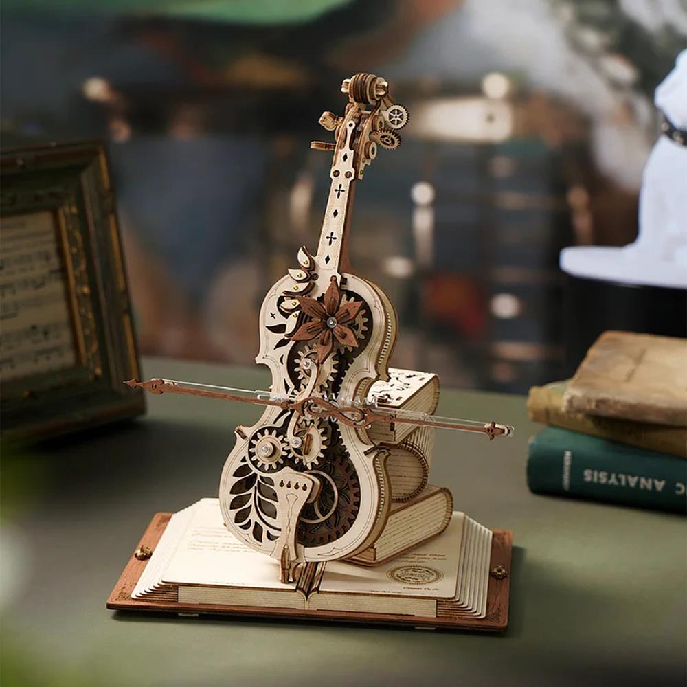 DIY Wooden Musical Mechanical Cello Model