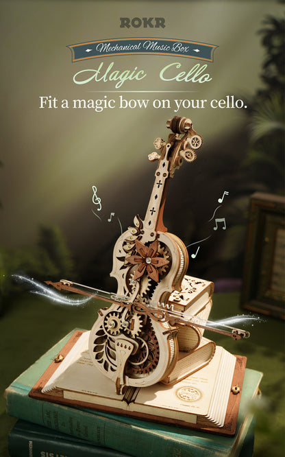 DIY Wooden Musical Mechanical Cello Model